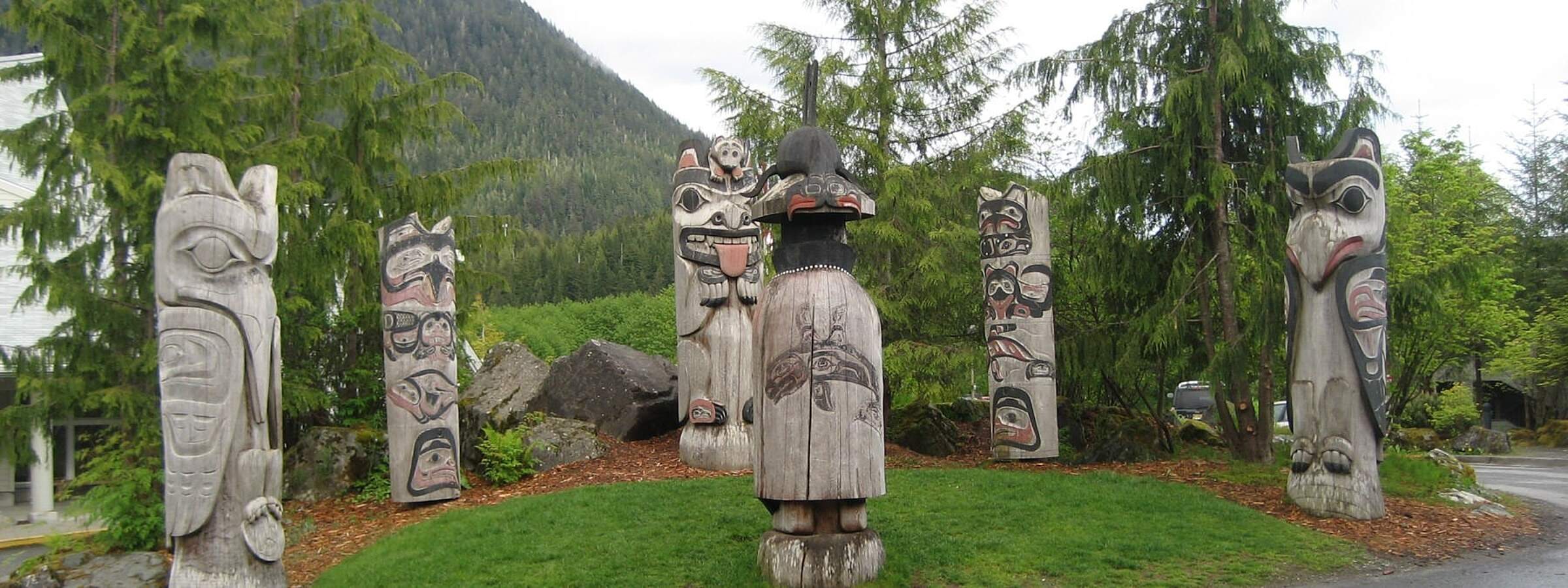 Totems at Cape Fox Lodge