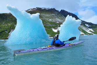 Alaska mountain guides sea kayaking Ice berg solo kayak2019